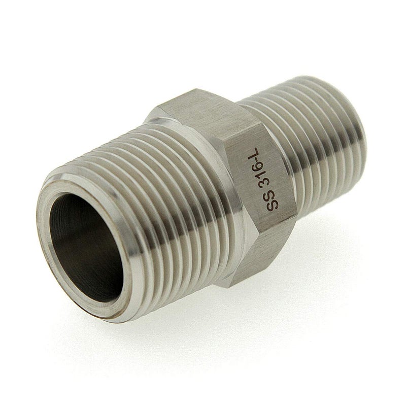 AdaptorMount 3/4" NPT Male x 1/2" NPT Male, Stainless Steel 316-L Reducer Hex Nipple Connector, Reducing Pipe Fitting Adapter - Image 2